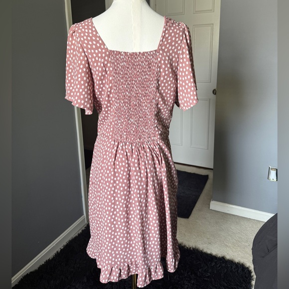 Abercrombie Pink and White Polka Dot V-Neck Dress - Picture 5 of 7